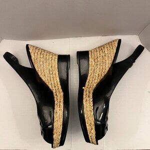 STUART WEITZMAN Wedge Womens 8M Black Patent Leather Dolunch Shoes